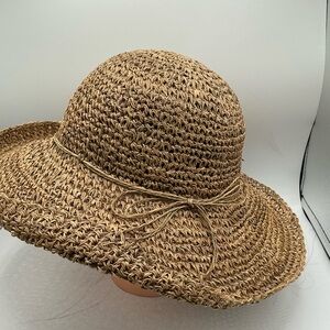 Scala Gal Woven Straw Sun Hat with Bow - Natural
